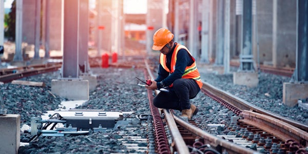 construction worker on railroad