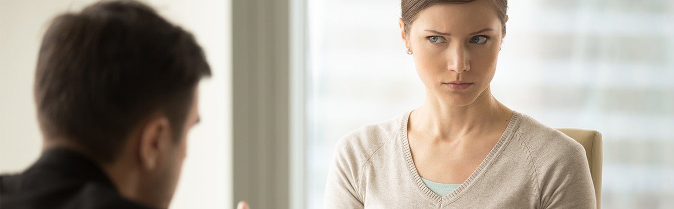 Woman meeting to talk with advisor